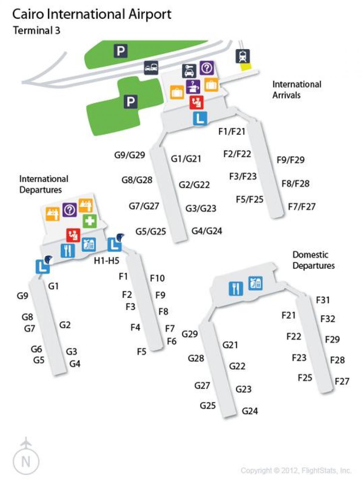 نقشہ قاہرہ کے ہوائی اڈے کے ٹرمینل